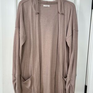 Elegant Taupe Open Front Cardigan